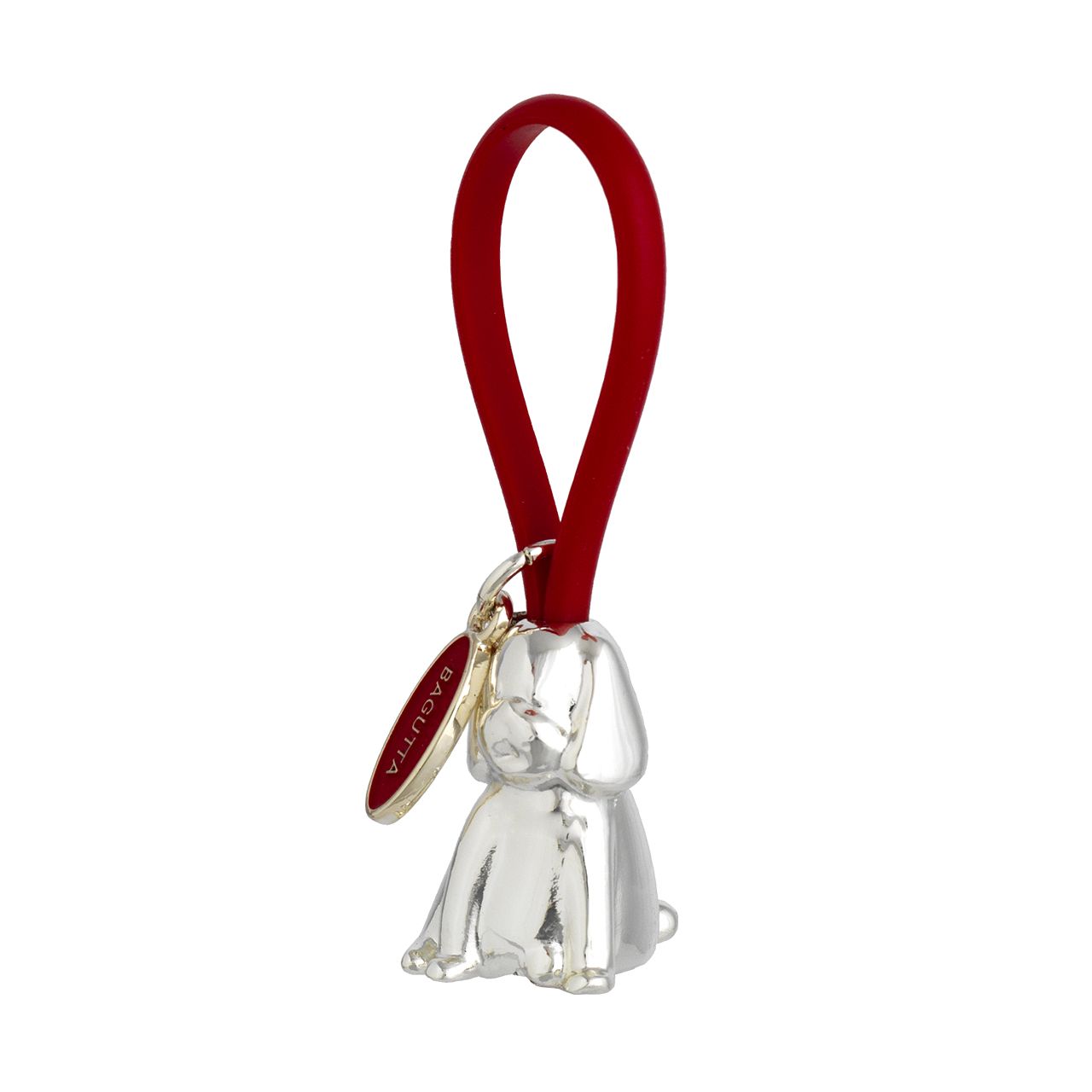 PORTACHIAVI CANE ARGENTATO GANCIO IN SILICONE ROSSO